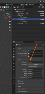 Blender 3.x Properties Scene Units